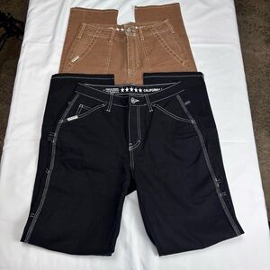 Five Star General 2 pairs Black & Tan Wide Cargo Carpenter Jeans Size 1/25